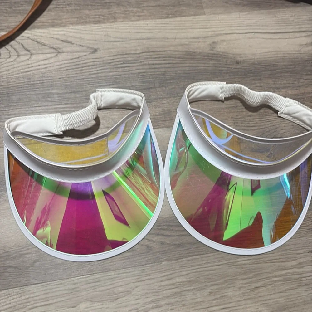 2 PC Holographic White Party Visor